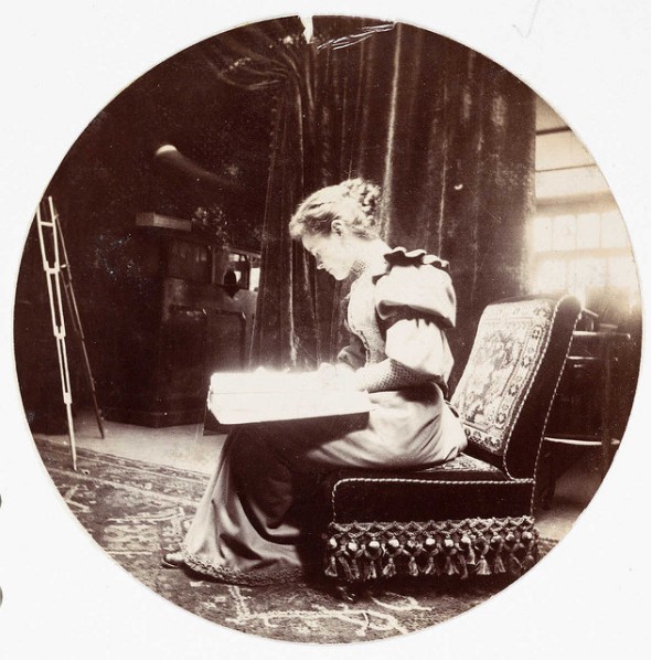 Woman reading, circa 1900